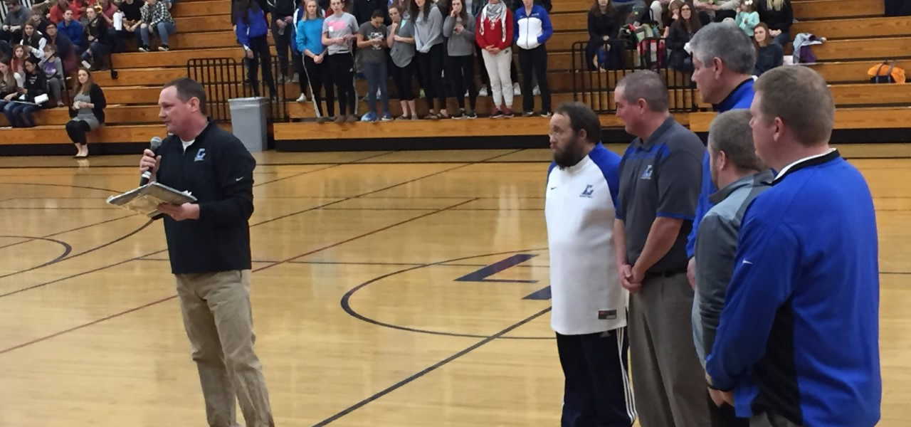 Dano at the Lodi High School gym during an appreciation event held for him