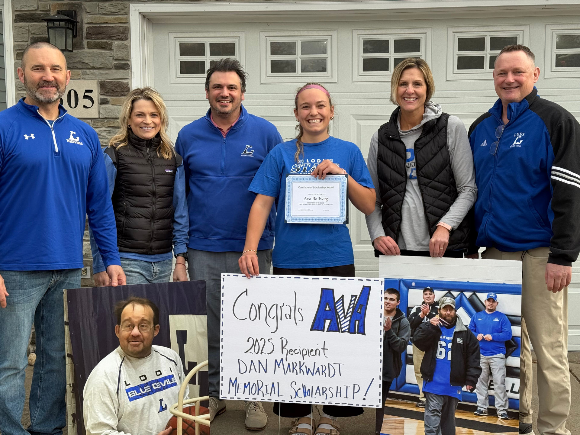 Ava with members of the DMMF Board. Left to Right: Dave Puls, Michelle Hauser, Geoff Lorenz, Ava Ballweg, Michelle Puls, Mitch Hauser